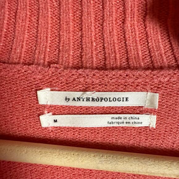 Anthropologie Margarita Pink Button Mock Neck Long Sleeve Tunic Sweater Size M - Picture 9 of 9